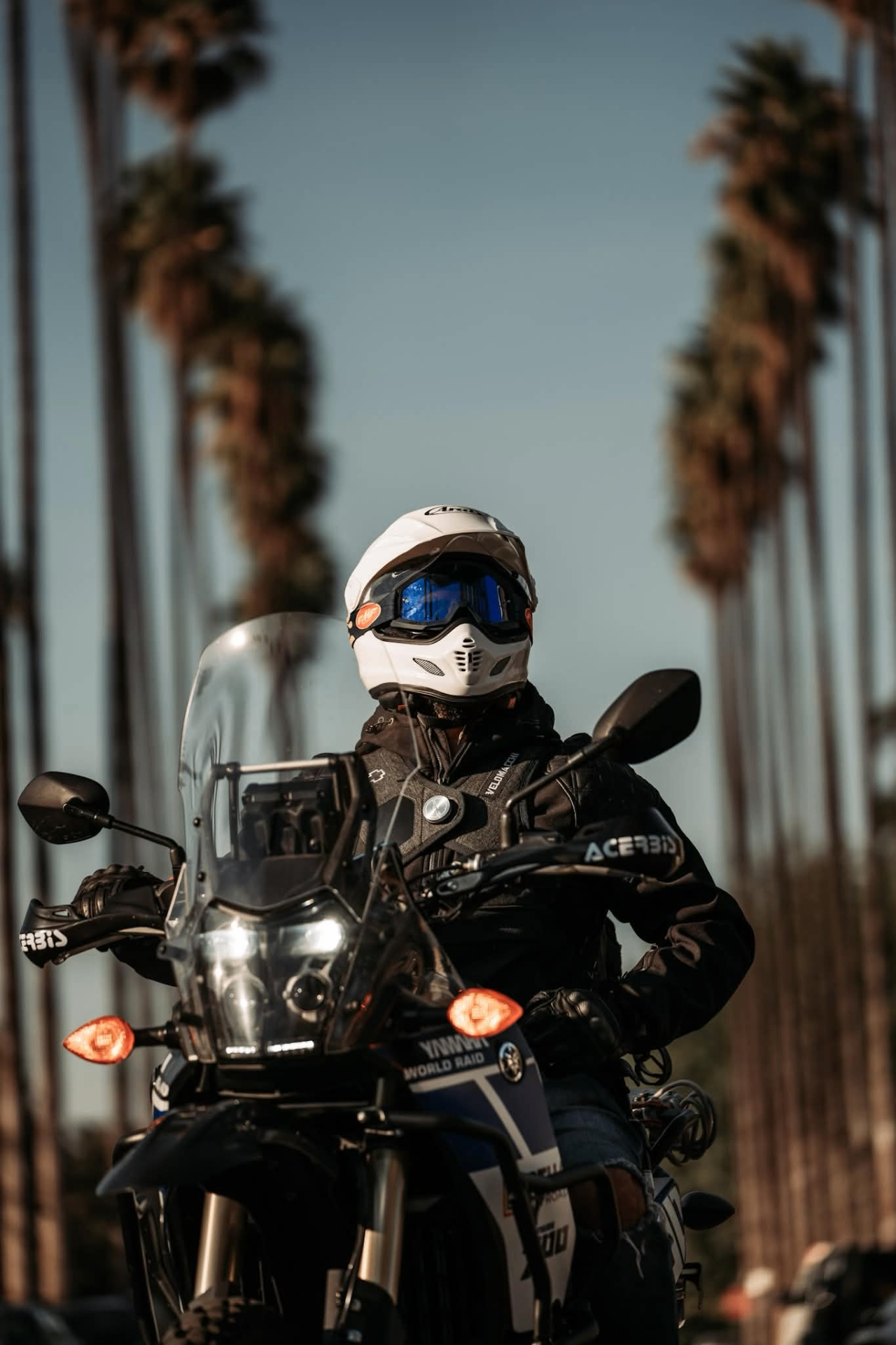 Joshua in full moto gear before a ride